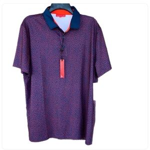 REDVANLY STEARN PERFORMANCE GOLF POLO SHIRT Men's RIO RAINDROP L Navy Red NWT